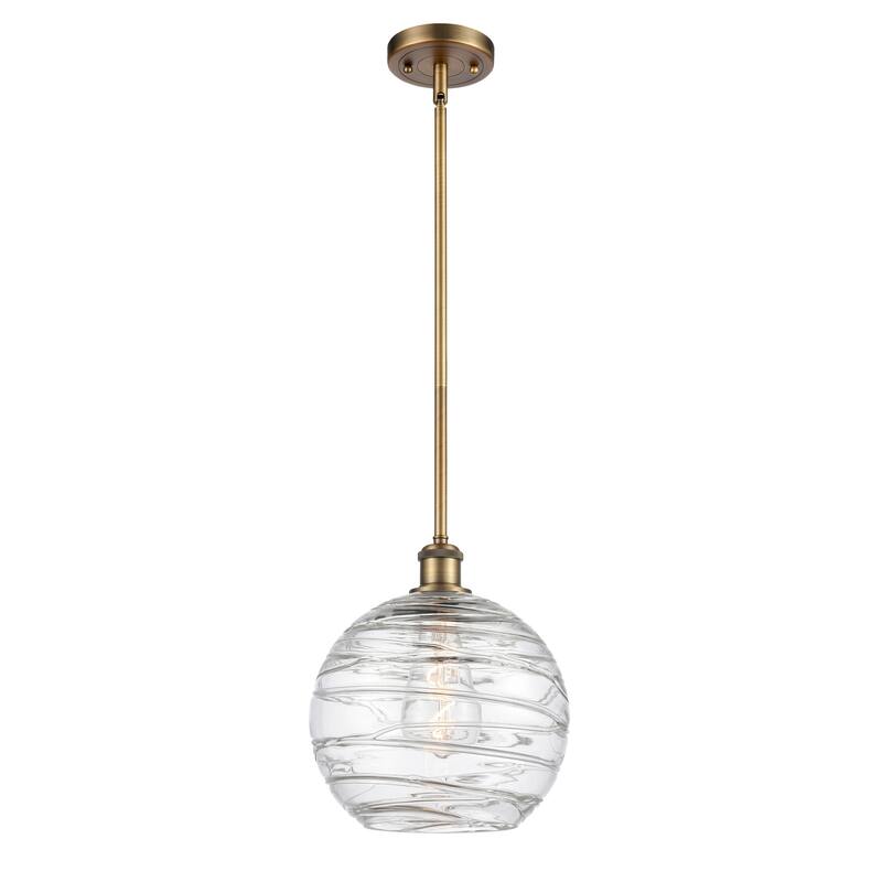 Innovations Lighting Athens Deco Swirl - 1 Light 10" Stem Hung Mini Pendant - Brushed Brass