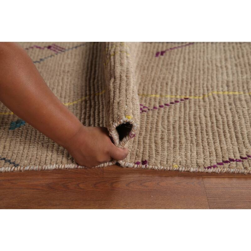 Abstract Moroccan Area Rug Hand-Knotted Wool Carpet - 6'0"x 9'10"