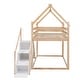 preview thumbnail 10 of 13, Natural Twin House Bunk Bed with Slide and Storage Staircase for Kids