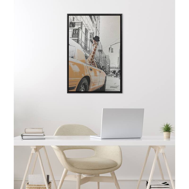 Kate and Laurel Sylvie Giraffe in New York Canvas by July Art Prints