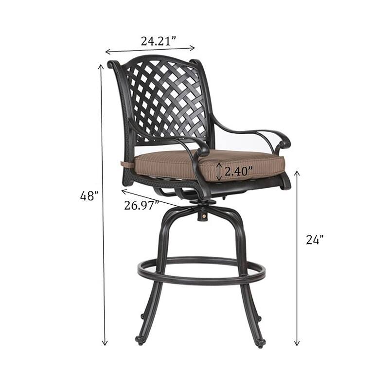 Cast Aluminum Counter Stool With Cushion, Set of 2