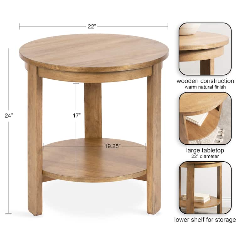 Kate and Laurel Foxford Round Wood Side Table