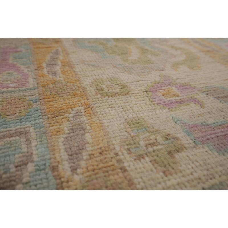 Brown Vegetable Dye Oushak Turkish Area Rug Handmade Wool Carpet - 9'1"x 12'8"