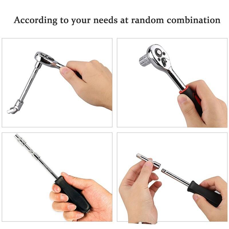 46pcs 1/4-inch Combination Drive Socket Bit Ratchet Socket Wrenches