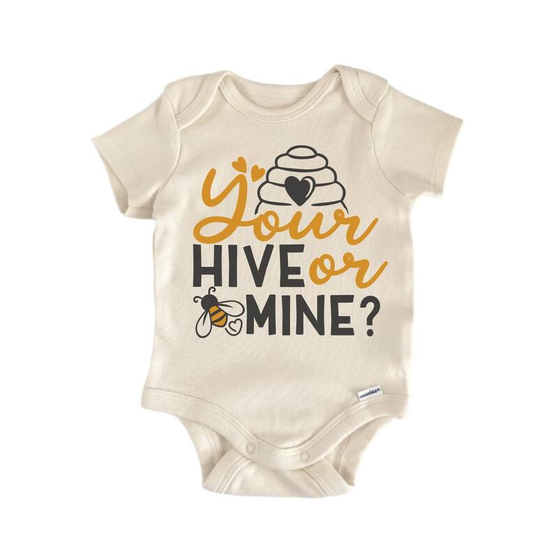 Your Hive Or Mine Honey Bee - Baby Boy Girl Clothes Infant Bodysuit Funny Cute - Pink - 0-3M