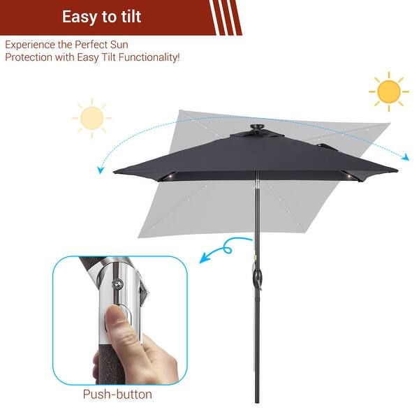 LIVOOSUN 6.5×6.5FT LED Square Patio Umbrella with UPF50+, Tilt Function, and Wind-Resistant Design——Experience Outdoor Comfort