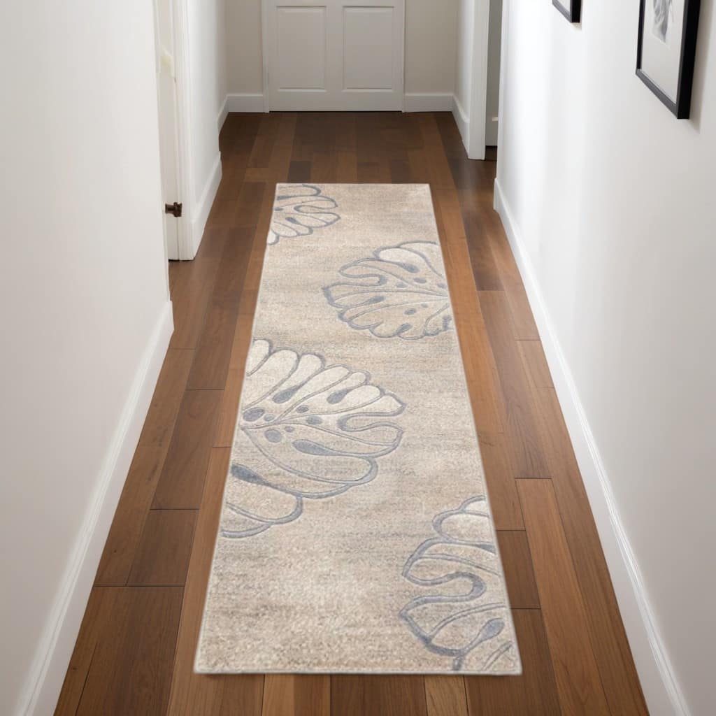 Kazob Power Loomed Abstract Floral Traditional Modern Non Skid Stain Resistant Area Rug By HomeRoots - 90' X '26' X '0.5