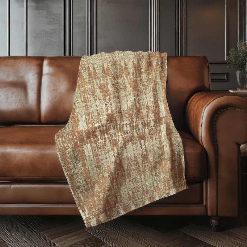 Premium Machine Washable Modern Moroccan Sherpa Throw Blanket - Paprika - 4'2" x 5'10"