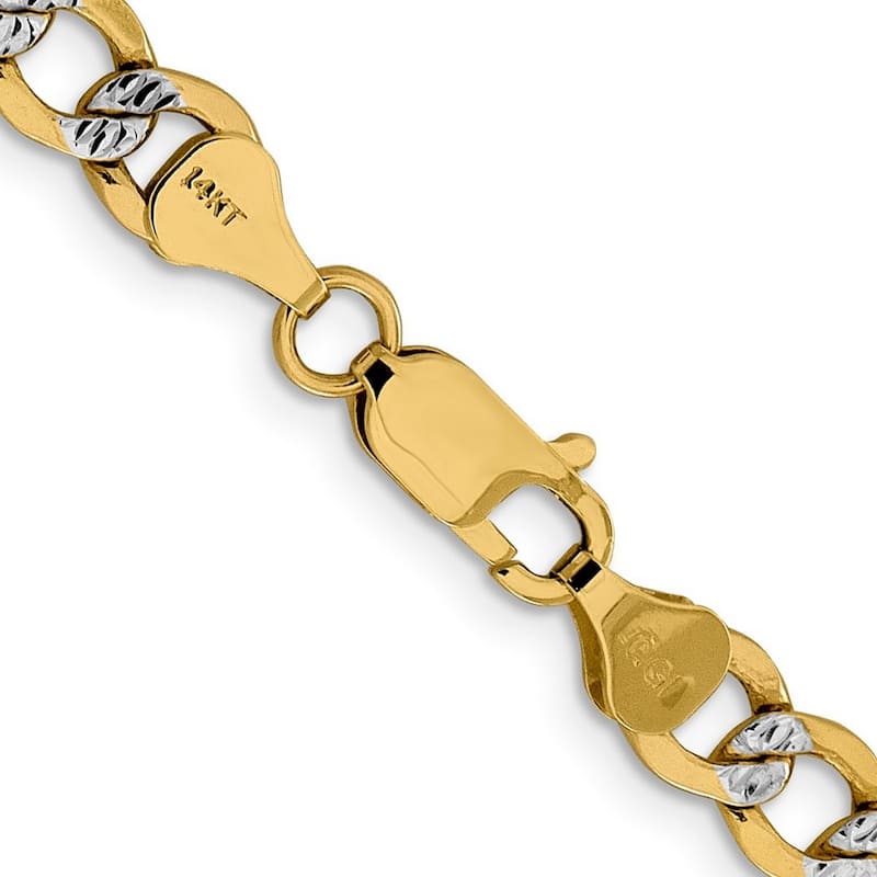 Curata 14k 6.75mm Semi solid Pave Curb Chain Bracelet 8 Inch