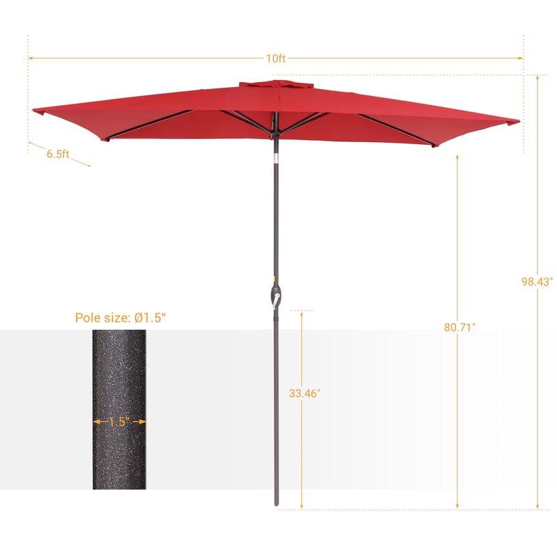BONOSUKI Patio Rectangular Market Umbrella with Tilt and Crank