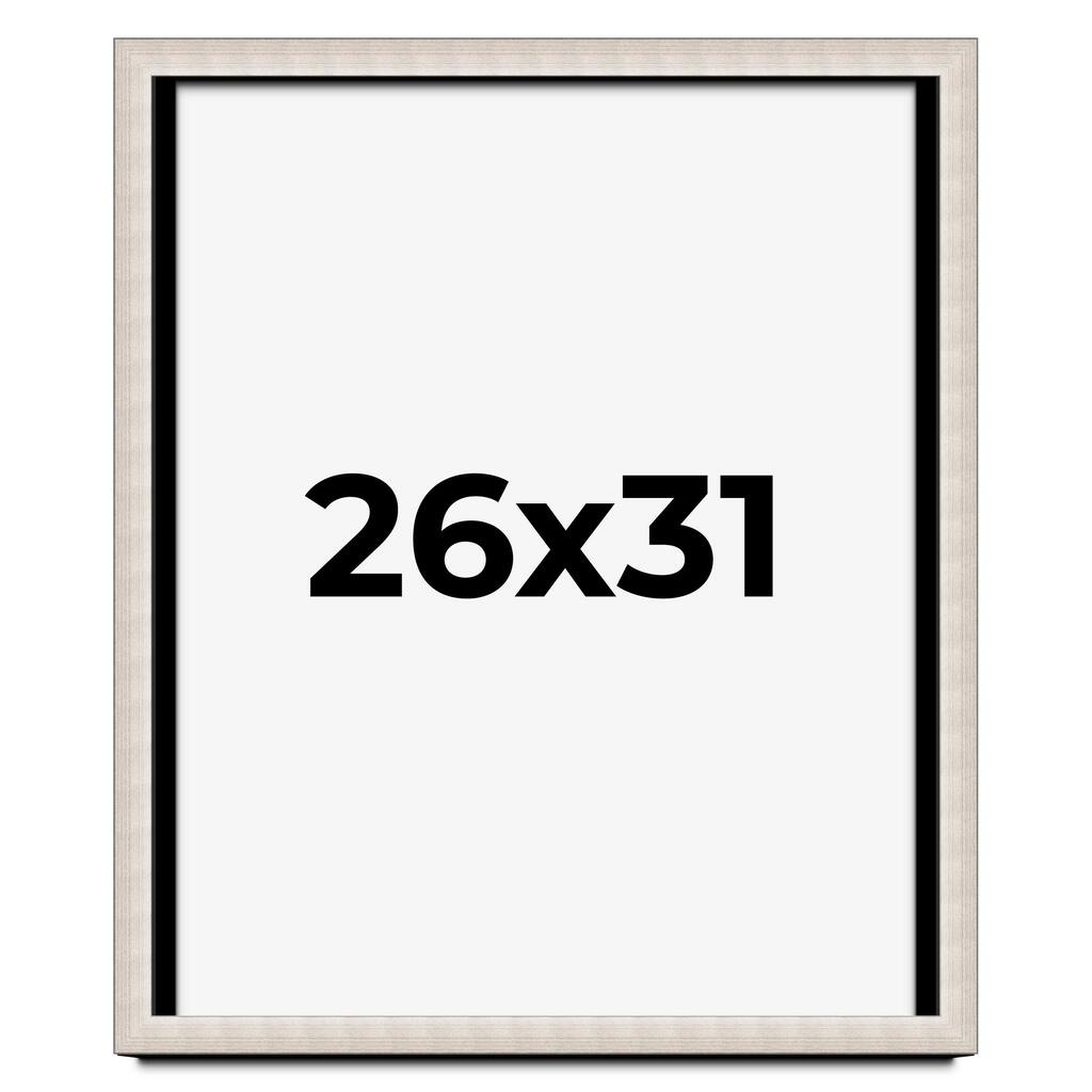 26x31 Shadow Box Frame Silver Real Wood Contemporary Shadowbox Display Frame UV Acrylic Front Acid Free Backing and Hardware