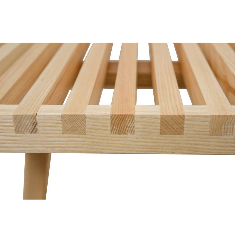 Inwood Solid Wood Entryway Bench with Slatted Seat, Rubberwood Frame, Beech Legs, Indoor Shoe Rack & Storage, Stained Finish