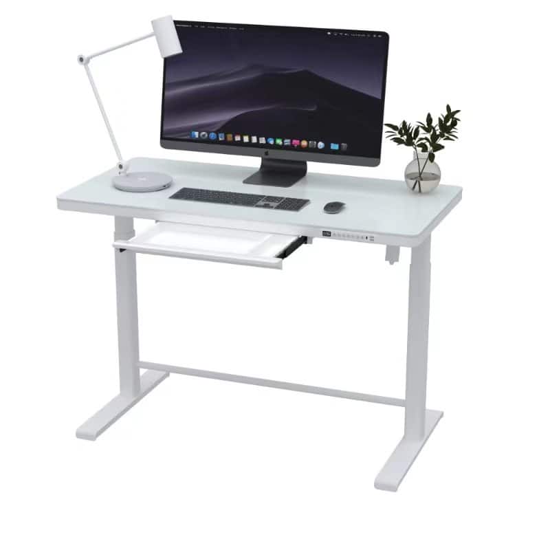 Rise Up Glass electric standing desk glass desktop adjustable height