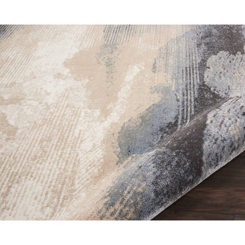 Huval Power Loomed Geometric Abstract Modern Non Skid Stain Resistant Area Rug By HomeRoots - 94' X '94' X '0.5