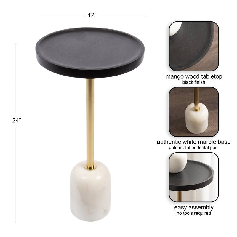 Kate and Laurel Shorrock Wood and Marble Side Table