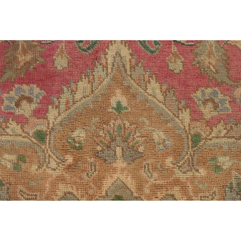 Pink Tabriz Persian Vintage Rug Handmade Wool Carpet - 8'0"x 11'2"