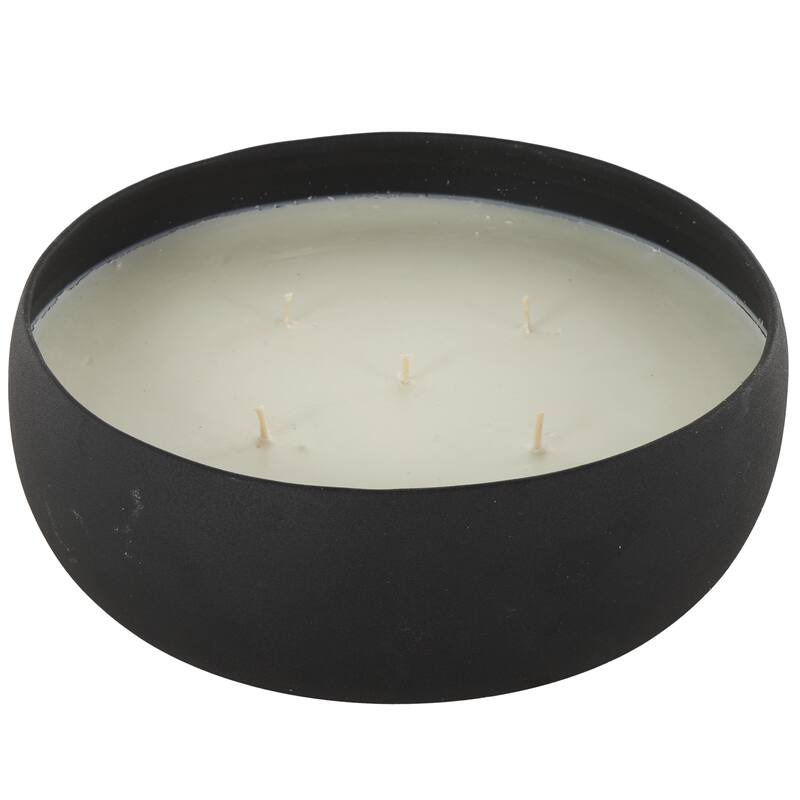 Beige, Black or Cream Metal Scented Textured 63oz 5 Wick Decorative Candle with White Wax