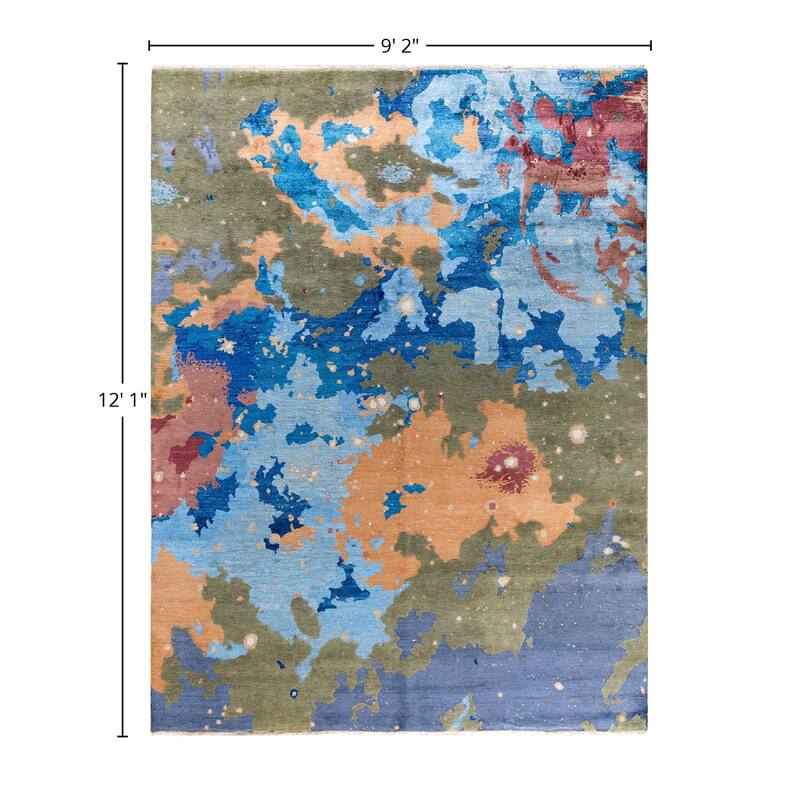 Ikat One-of-a-Kind Hand-Knotted Area Rug, Multicolor - 9' 2" x 12' 1"