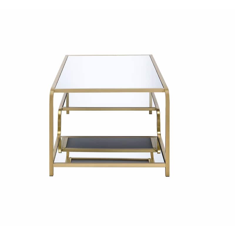 HomeRoots 52" X 24" X 18" Gold And Clear Glass Metal Coffee Table