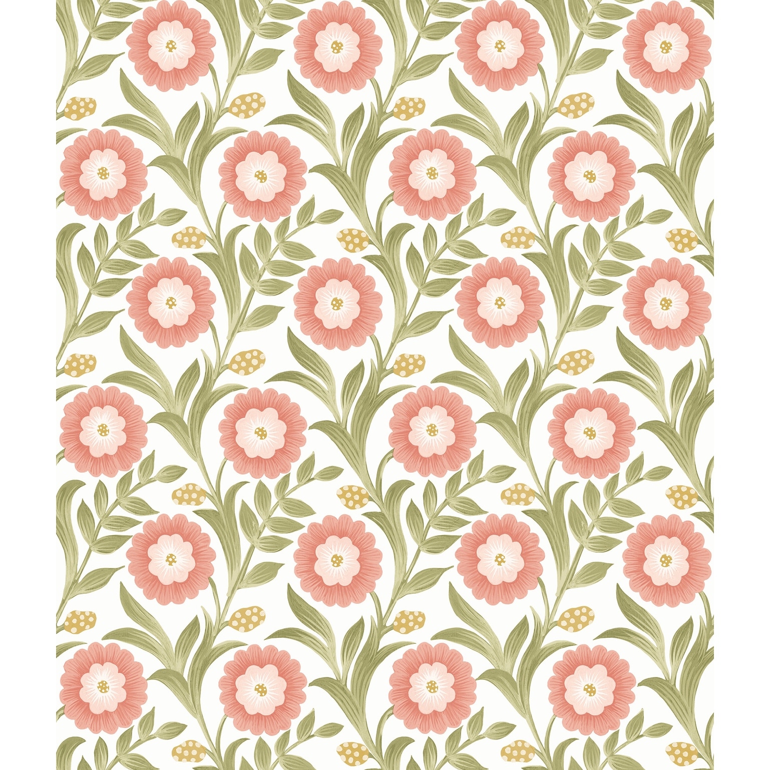 Lillian Pink Floral Vine Peel and Stick Wallpaper