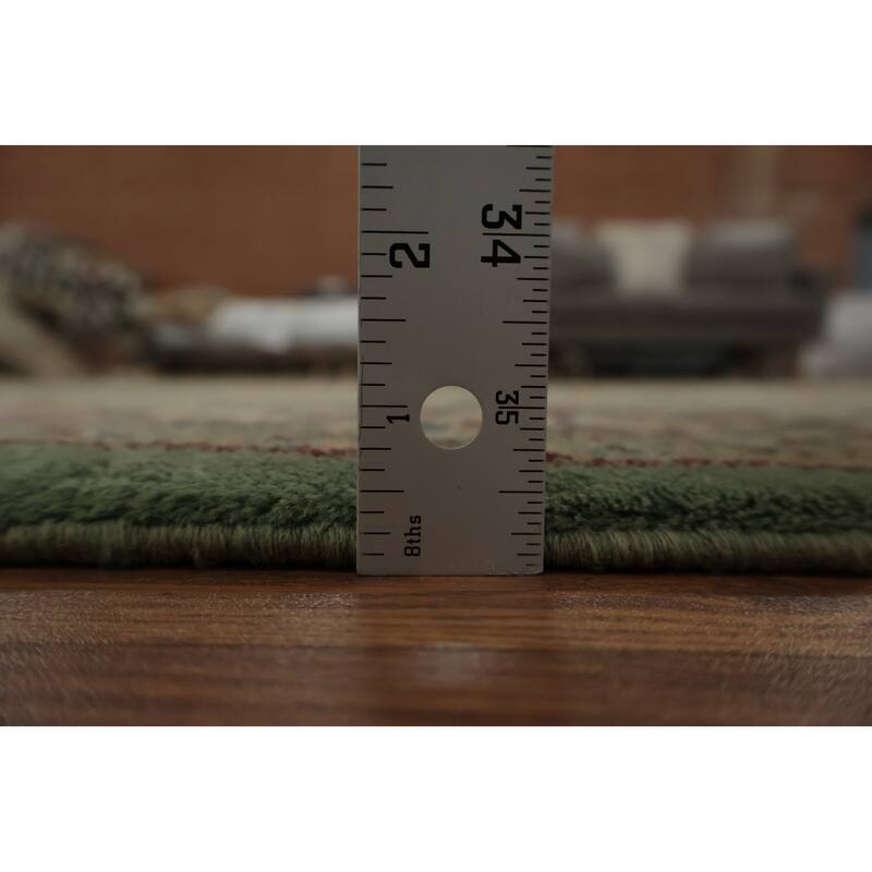 Hand Knotted Oriental 100% Wool Carpet Traditional Floral Green Kerman Area Rug - 8' 3'' X 4' 10''