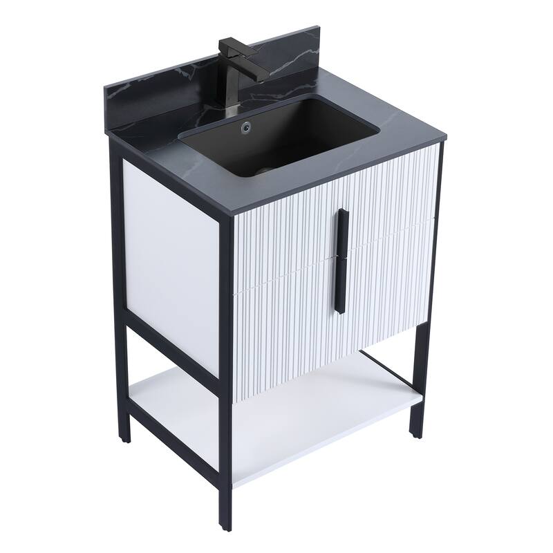 Fine Fixtures Serenity Modern Bathroom Vanity with Black Sintered Stone Top