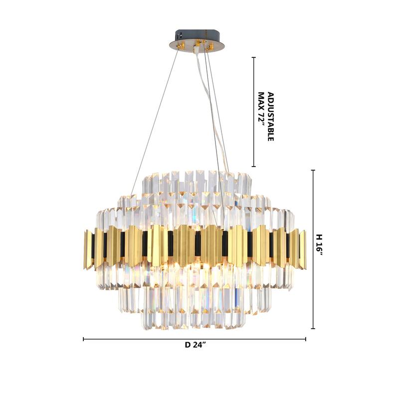 18 Light Gold Chandelier With Clear Crystal Accents