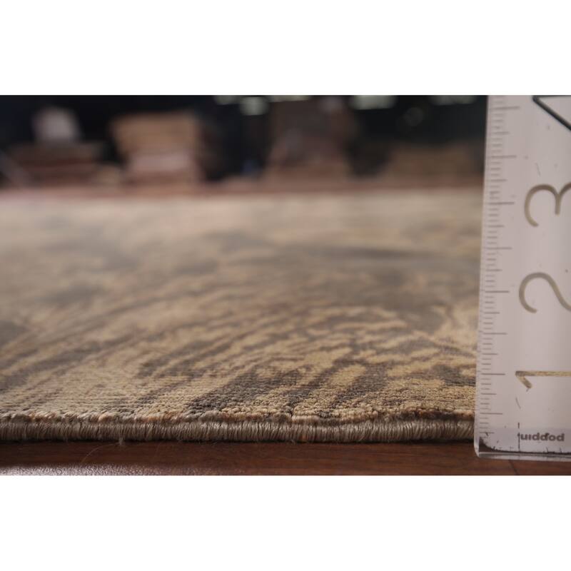 Abstract Indian Area Rug Hand-Knotted Oriental Wool Carpet - 5'8"x 7'10"