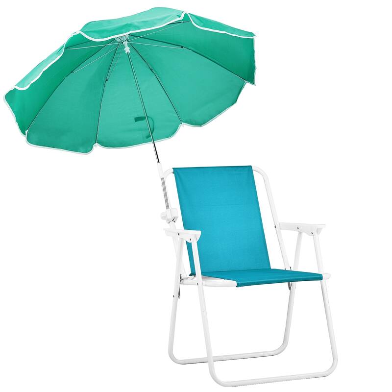 Folding Beach Chair with Umbrella for Adults, Lightweight Porable Camping Chair - 21.7 x 20.5 x 28.7 in (55 x 52 x 73 cm)