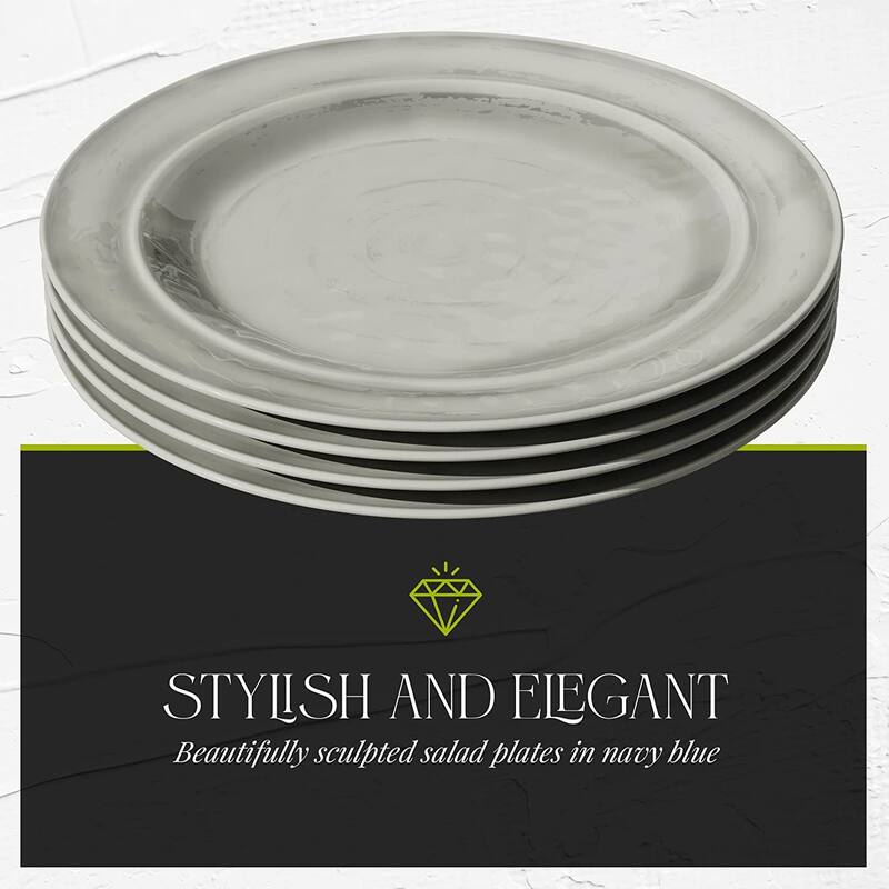 Fifth Avenue Melamine Salad Plates, Lightweight Plates, Set of 4 - 11 Inch