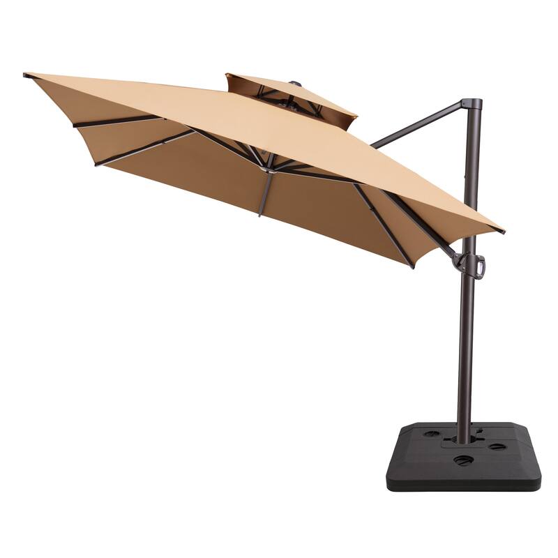 Outdoor 10X13 FT Dual Top Patio Cantilever Umbrella with Offset Base