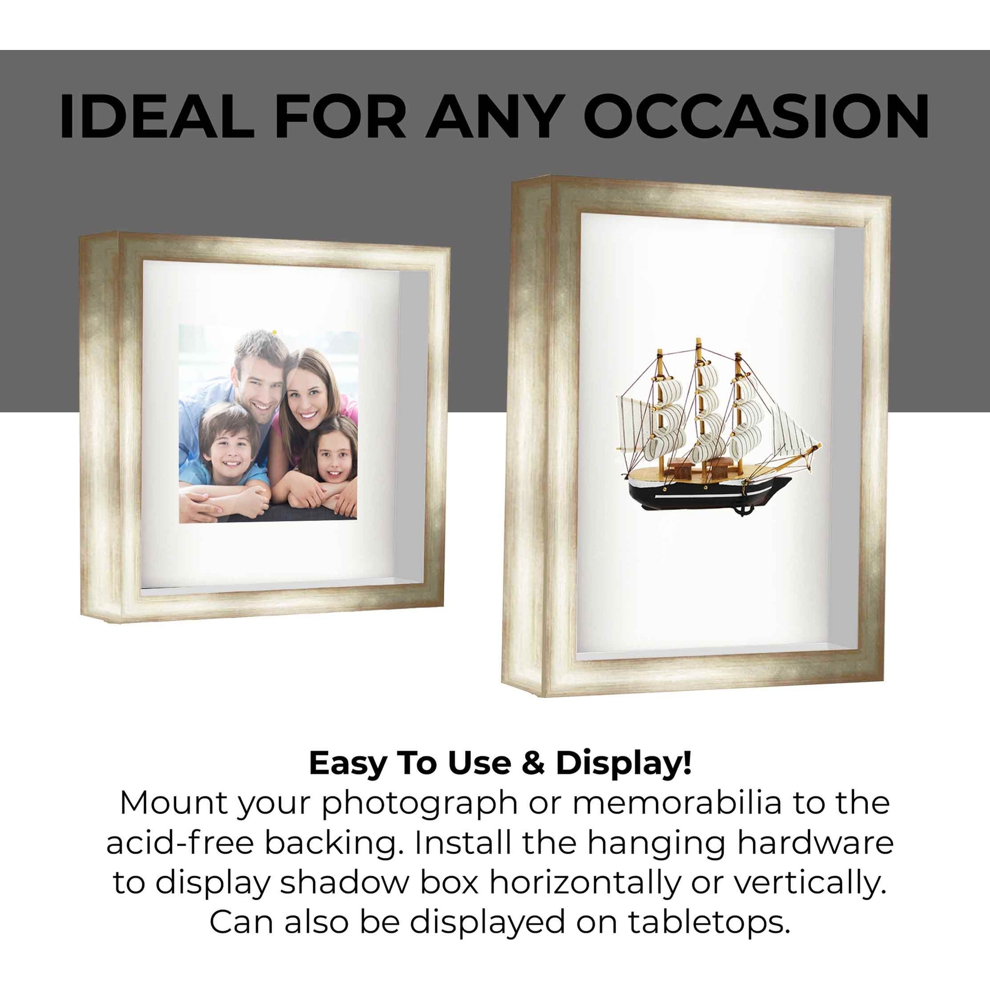 14x42 Shadow Box Frame Silver | 1.375 Inches Deep Real Wood