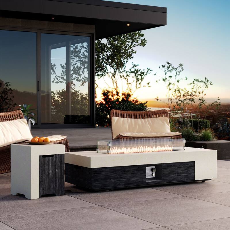 POLESITTER Morden Outdoor Concrete Propane Fire Pit Table