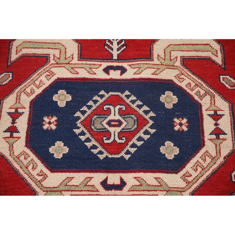Red Kazak Area Rug Hand-Knotted Wool Carpet - 6'8" x 9'3"