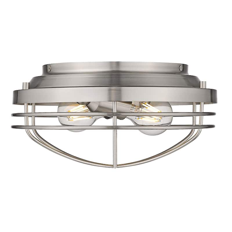 Golden Lighting Seaport 2-light Flush Mount in Pewter - 12 Dia x 6 H