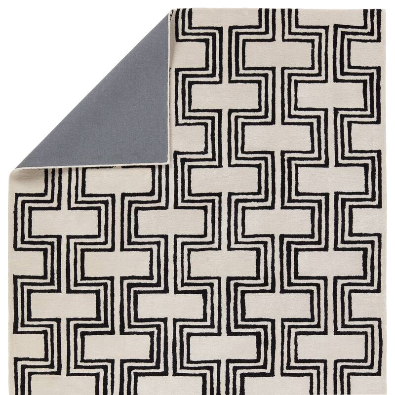 Illi Handmade Geometric Cream/Black Area Rug