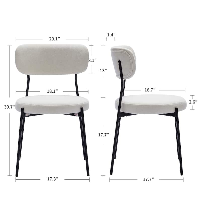 Textured Boucle 17.5" Seat Height Padded Dining Chairs