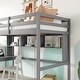 preview thumbnail 6 of 11, Grey Twin Size Wood Loft Bed with Desk, Shelves, and Guardrail