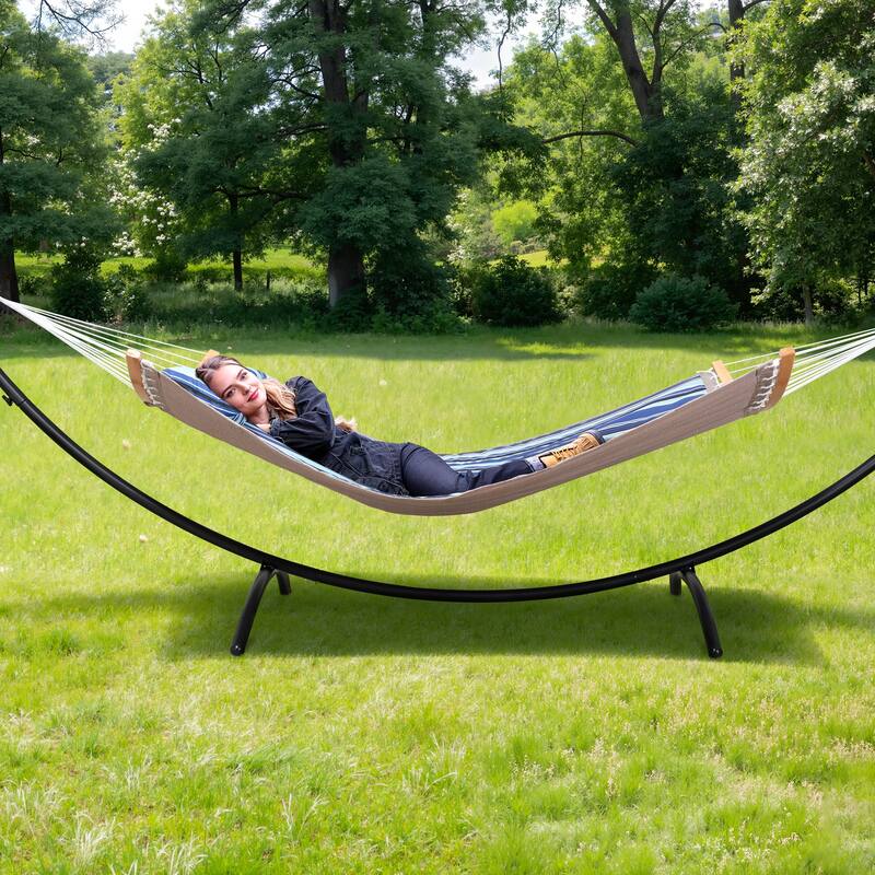 Portable Freestanding Hammock with Curved Stand for Outside