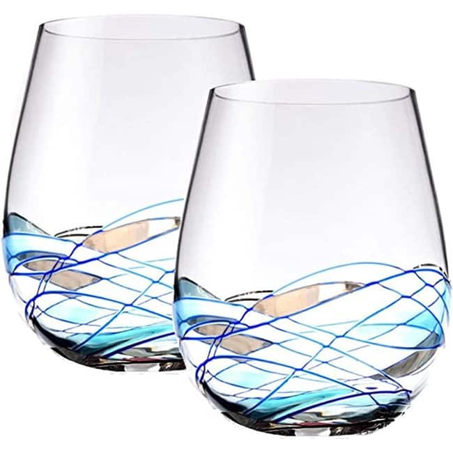Bezrat Set Of 2 Tumblers With Blue Mosaic Design