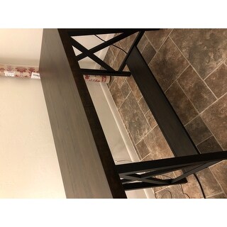 Furniture of America Mern Rustic Oak Solid Wood Counter Table