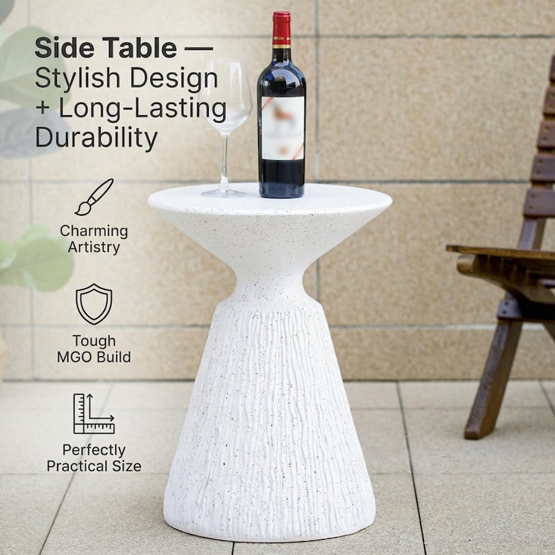Christopher Knight Home - 15.50'' Retro Textured MGO Pedestal Side Table for Indoor and Outdoor Use - White Marble