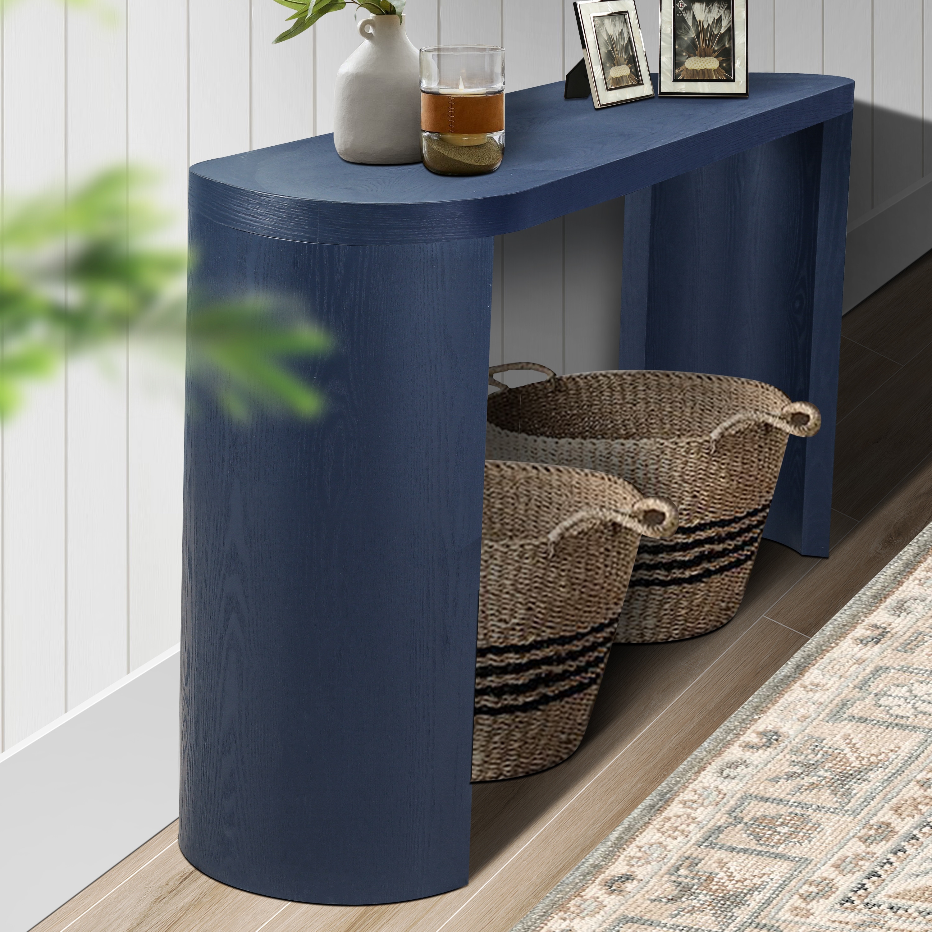 Roomfitters 60" Extra Long Console Table, Thick Top Entryway Table with Reversible Curved Legs