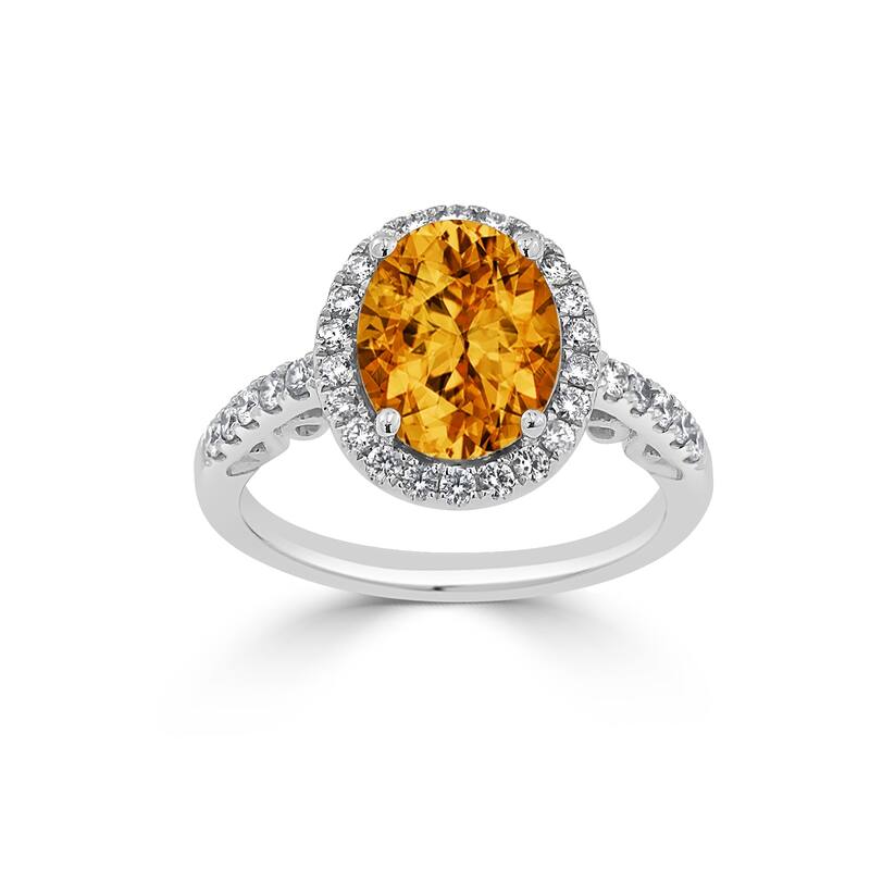Auriya 3ct Oval Citrine and Halo Diamond Engagement Ring 3/8ctw 14k Gold