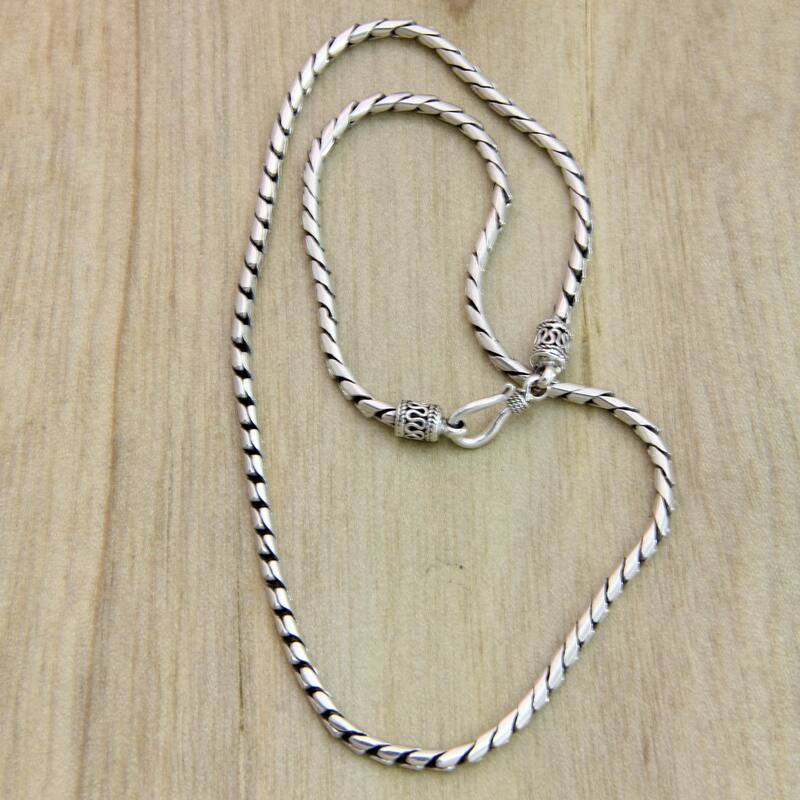 NOVICA Handmade Sterling Silver Fluid Spiral Chain (Indonesia)