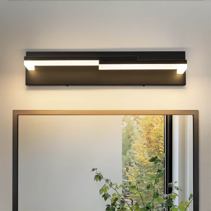 2-Light Modern Black Dimmable Integrated LED Bathroom Vanity Light - 22.8 in. W x 4.3 in. H x 5.5 in. D