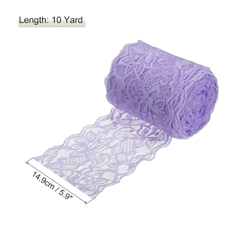 3 Inch Wide 10 Yard Lace Ribbon Floral Pattern Lace Trim Ribbon - Purple