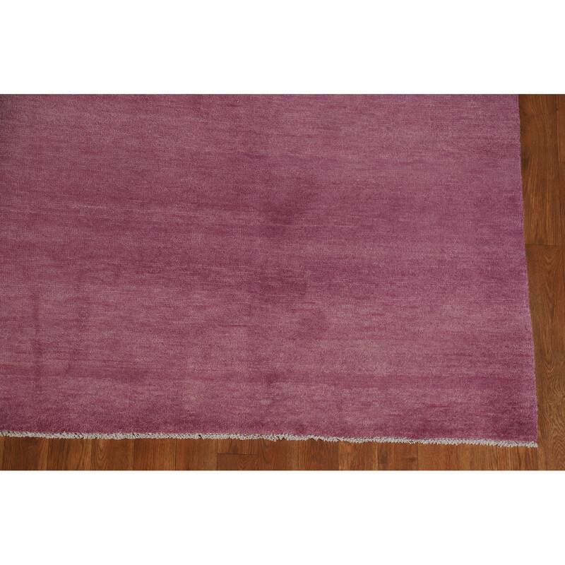 Hand Knotted Oriental 100% Wool Carpet Modern Solid Purples Gabbeh Area Rug - 11' 5'' X 8' 0''
