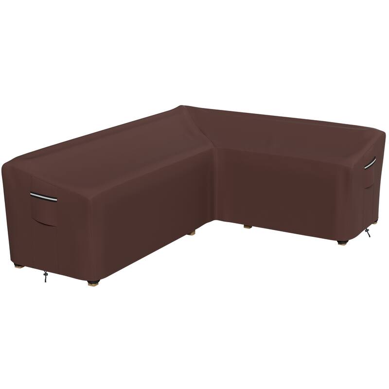 Heavy Duty Patio Sectional Sofa Cover Outdoor Furniture Cover Waterproof - 104x83(L-Shaped-Right Facing) - Brown