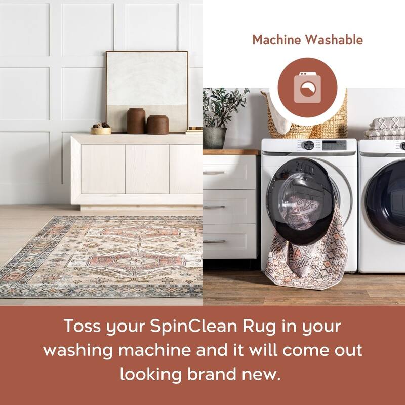 Nuloom Mae SpinClean Tribal Motif Machine Washable Area Rug